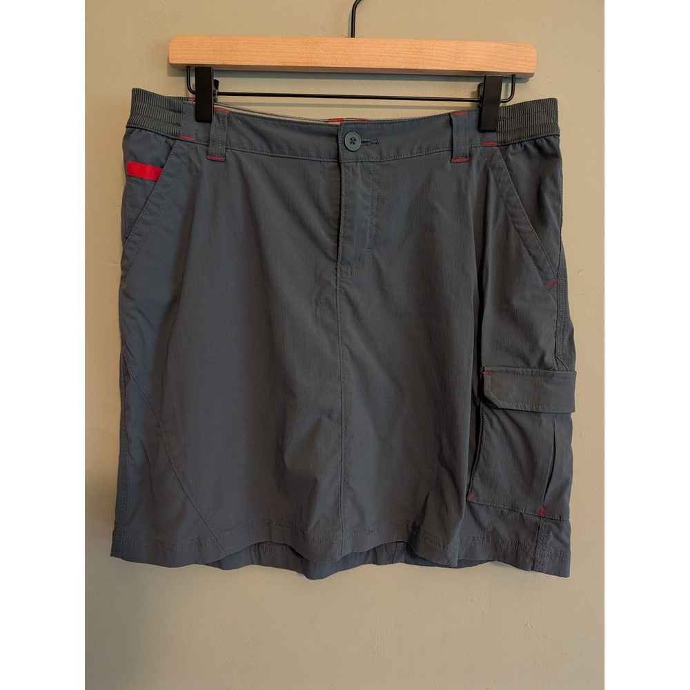 Duluth Trading Co Dry on the Fly Skort Gray Cargo Hiking Skirt Womens 10